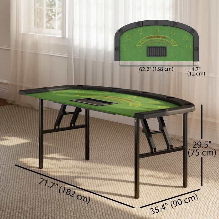 Soozier 72" Folding Poker Table, Portable 8 Player Blackjack Table, Green