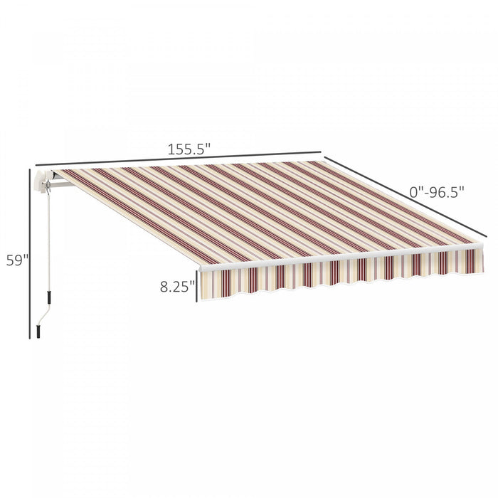 Outsunny 13' X 8' Manual Retractable Patio Awning Sun Shade Outdoor Deck Window Door Canopy Shelter 