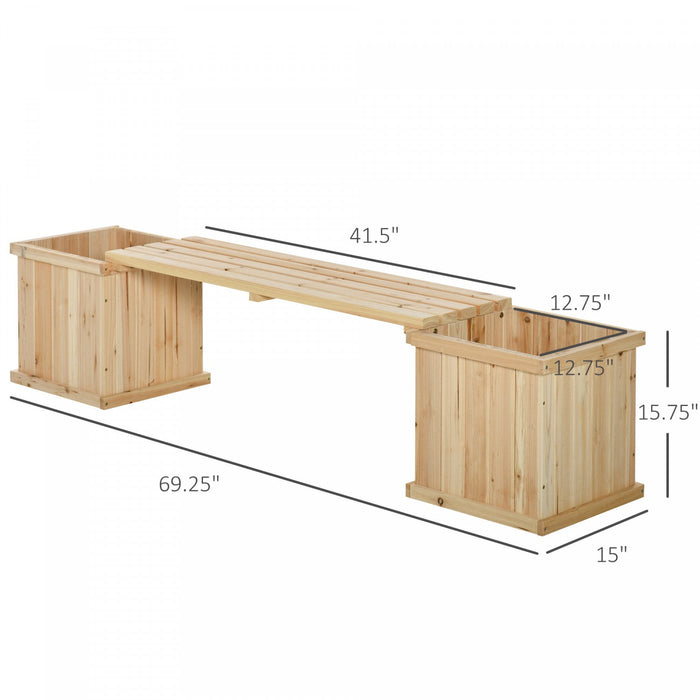 Outsunny Raised Garden Bed Plant Stand Wooden Garden Planter & Bench Combination Garden Raised Bed F