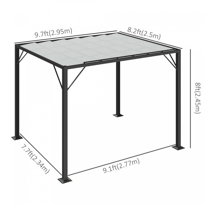 Outsunny 8' X 10' Pergola Shade Metal Patio Gazebo Sun Shade Shelter With Adjustable Breathable Mesh