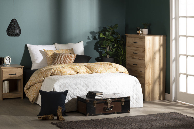 Tassio 1-drawer Nightstand With Open Storage Space - Nordik Oak 