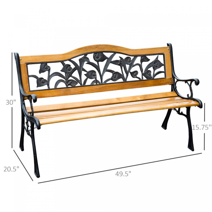 Outsunny 50" 2-seater Garden Bench Chair, Natural