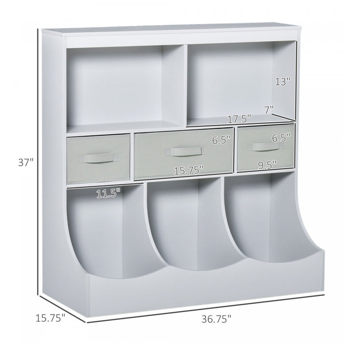 Homcom Kids Bookcase Toddler Toy Storage Organizer, Kid’s Bin Storage Unit Children Display Shelf Wa