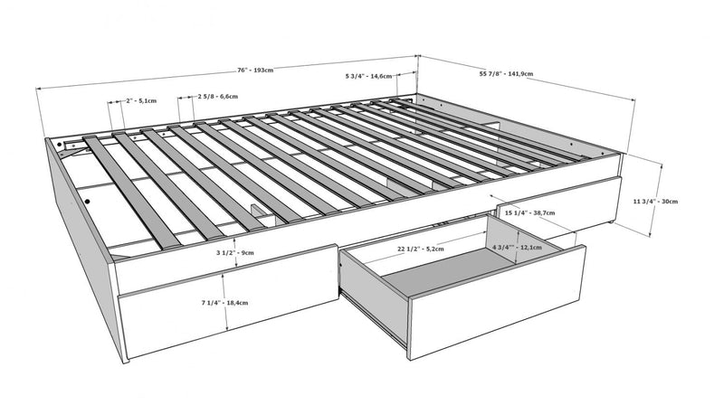 Nordika Full Storage Platform Bed - Black 