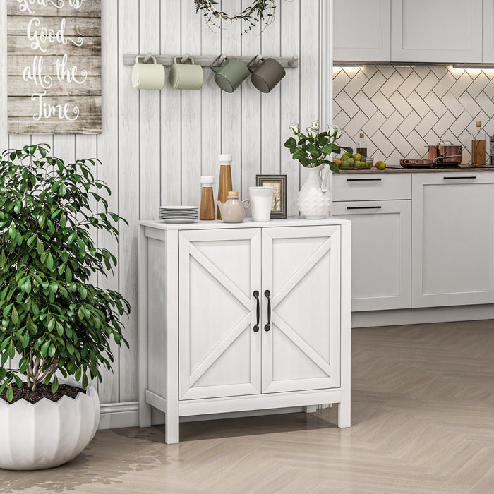 HOMCOM Storage Cabinet, Buffet Sideboard with Adjustable Shelf, White