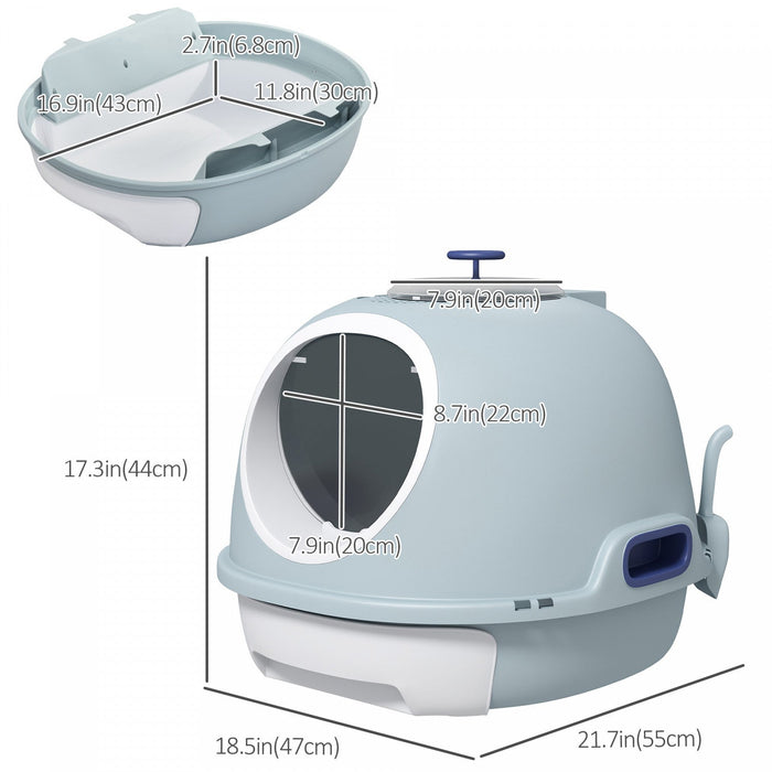 Pawhut Enclosed Cat Litter Box, Covered Litter Box With Lid And Scoop, Cat Box Enclosure With Pull-o