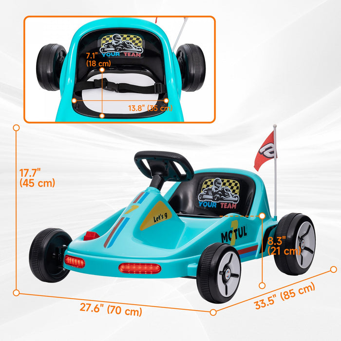 Qaba Go Kart For Kids, 6v Electric Battery Powered Ride-On Car With Music, Light, Horn, For Toddlers