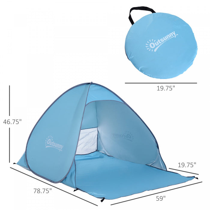 Outsunny Pop Up Beach Tent Portable Sun Shelter Uv Protection Outdoor Patio With Carry Case & Stakes