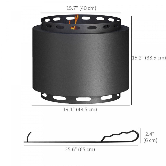 Outsunny Smokeless Fire Pit, 19" Portable Wood Burning Firepit, Black