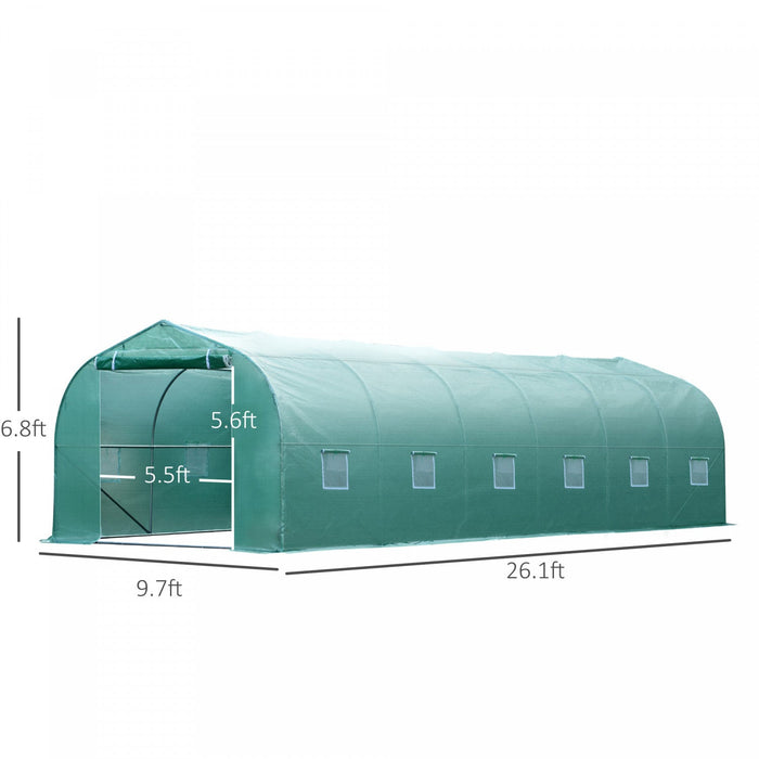 Outsunny 26'l X 10'w X 6.8' H Large Steeple Walk-in Greenhouse Outdoor Garden Plant Seed Tunnel Grow
