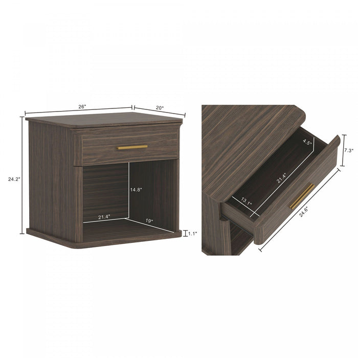 Clifford Traditional Nightstand in Walnut (1-Drawer) 