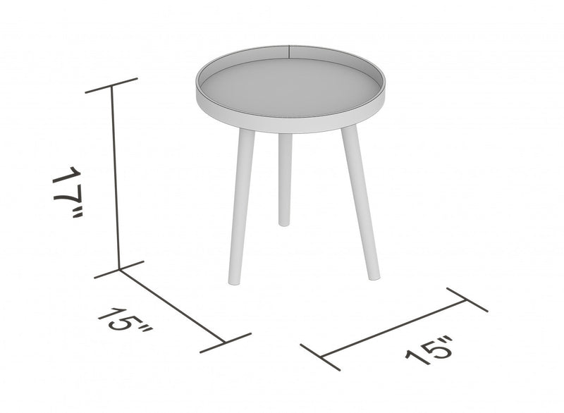 End Table With Black Pine Base - Black Round Shape Top 