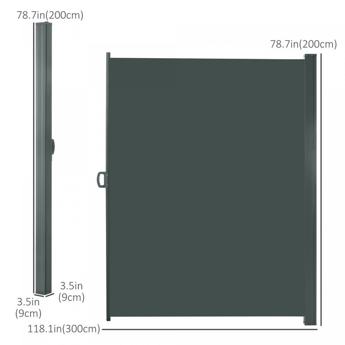 Outsunny 118\" X 79\" Retractable Side Awning Patio Outdoor Folding Privacy Screen With Resistance To 