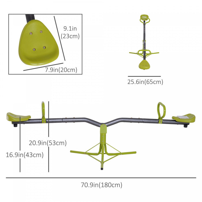Homcom Kids Spinning Seesaw Swivel Teeter Totter Playground Equipment 360° Rotation Child Seesaw Roc