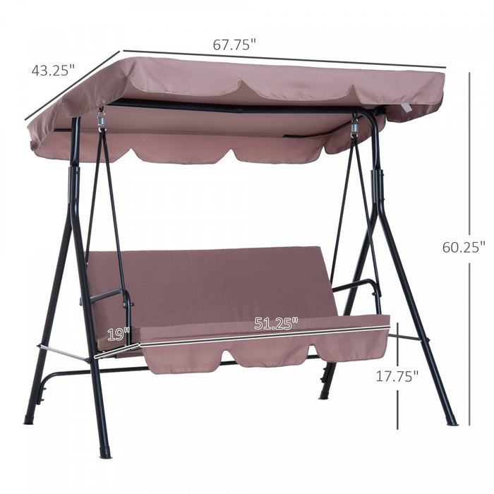 Outsunny 3-seat Patio Swing Chair, Outdoor Porch Swing Glider With Adjustable Canopy, Removable Cush