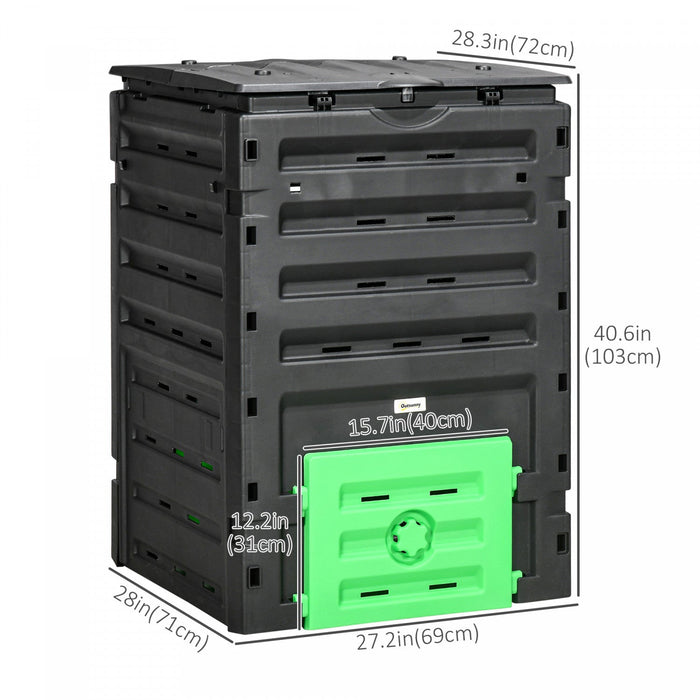 Outsunny 120 Gallon Compost Bin, Large Composter With 80 Vents, Black