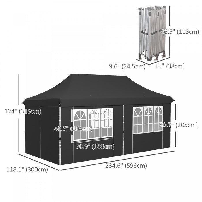Outsunny 10 X 20ft Pop Up Canopy Tent With 6 Removable Sidewalls, Height Adjustable Large Instant Sh