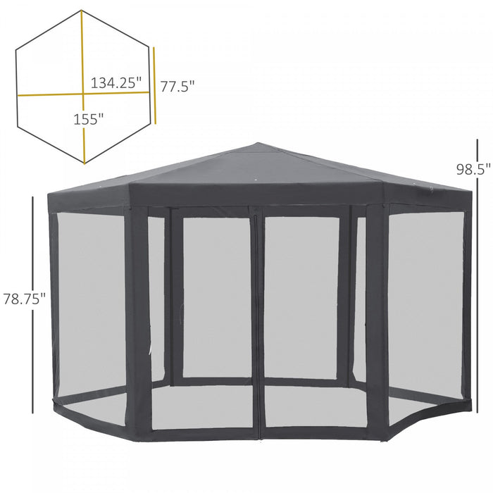 Outsunny Φ13' Hexagon Party Tent Patio Gazebo Outdoor Activity Event Canopy Quick Sun Shelter Pavili