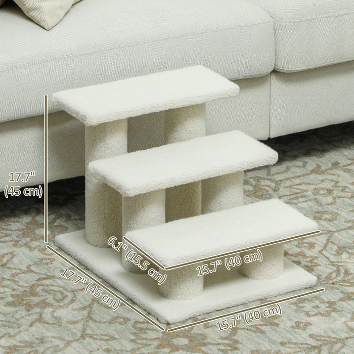 Pawhut 3-step Multi-level Carpeted Cat Scratching Post Pet Stairs, Light Brown