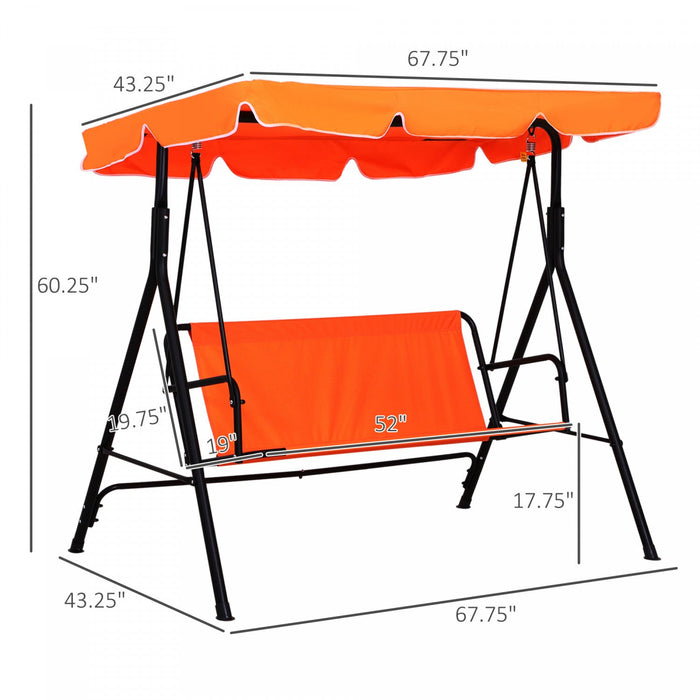Outsunny 3-seat Patio Swing Chair, Outdoor Porch Swing Glider With Adjustable Canopy, Removable Cush