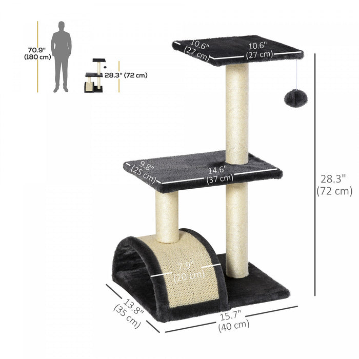 Pawhut Cat Tree Tower For Indoor Cats, 28 Inches Climbing Activity Center W/ Sisal Scratching Post, 
