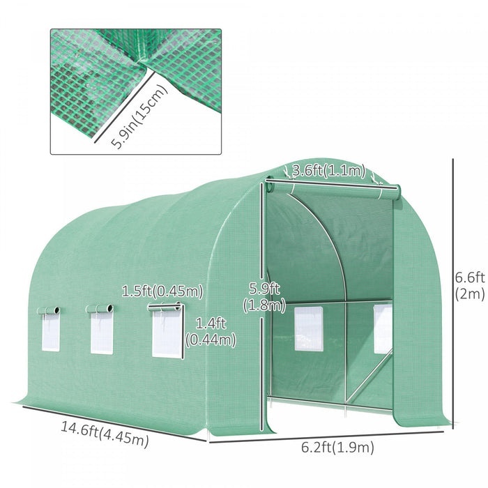 Outsunny 15' X 6.2' X 6.6' Walk-in Tunnel Greenhouse Garden Plant Seed Growing Warm House Outdoor Ho