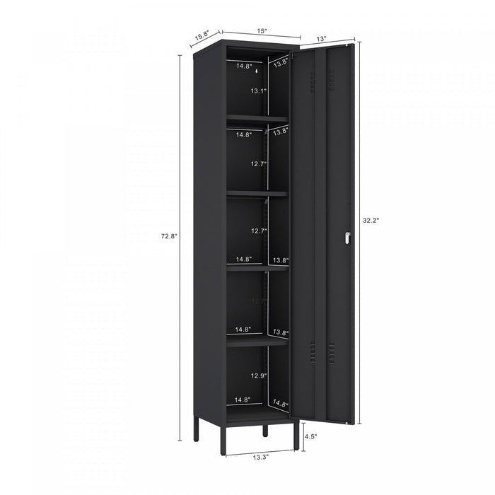 Naomi Modern 15\" Metal Storage Cabinet in Black Armoire 