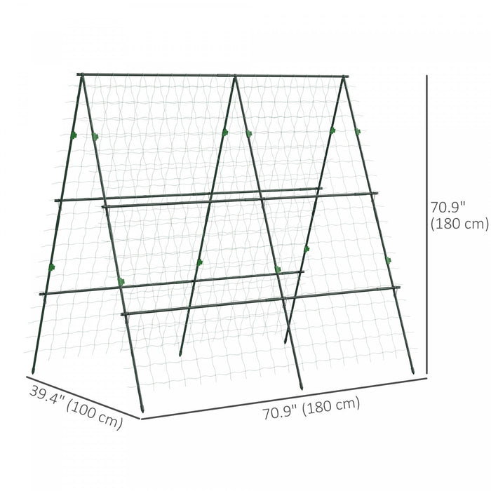 Outsunny Metal Tomato Cage With Net For Climbing Plants Vegetables, Green