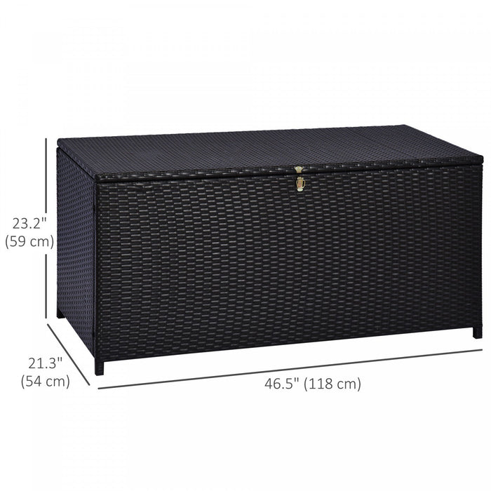 Outsunny 75 Gallon Wicker Outdoor Storage Box, Deck Box With Gas Strut