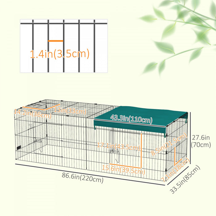 Pawhut 87\" Small Animal Cage, Pet Playpen For Chicken, Rabbits, Chinchillas, Outdoor Small Animal Pl