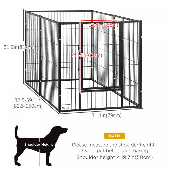 Pawhut 6 Panel Dog Playpen Dog Pen Metal Pet Fence For Outside Indoor, Adjustable Width, Heavy Duty 