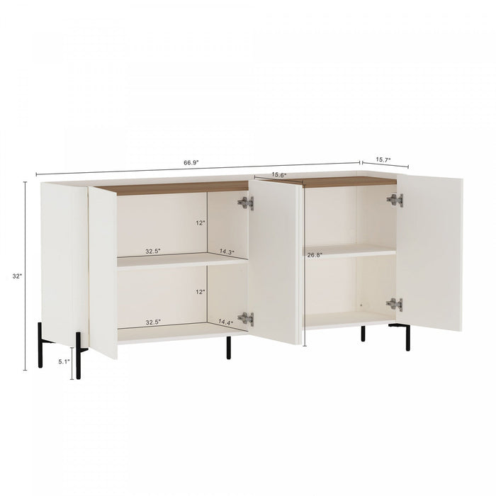 Abbey Modern 67\" Sideboard in Maple and Off White 