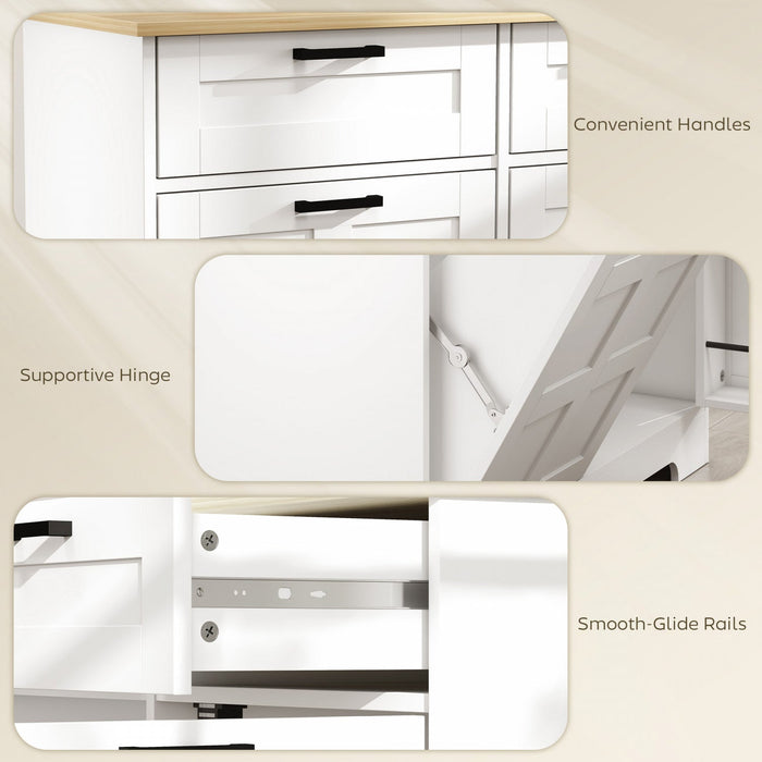 HOMCOM Tilt Out Trash Cabinet, Kitchen Island with Garbage Cabinet, White