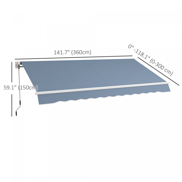 Outsunny 12' X 10' Retractable Awning Patio Sun Shade Shelter With Manual Crank Handle, Uv & Water-r