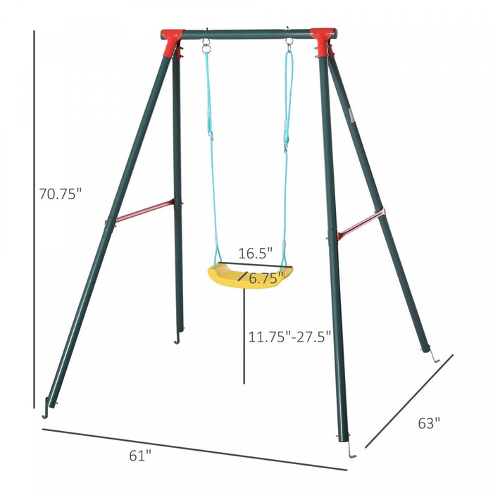 Outsunny Swing Set For Kids Outdoor Backyard, Baby Swing W/adjustable Rope Heavy Duty A-frame Stand 