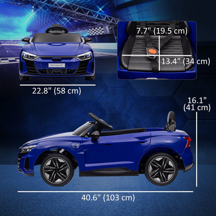 Aosom Audi Rs E-tron Gt Licensed Ride On Car, 12v Battery Powered Electric Car With Remote Control, Suspension Wheels, Soft Start, Horn, Music, Headlights, Navy Blue