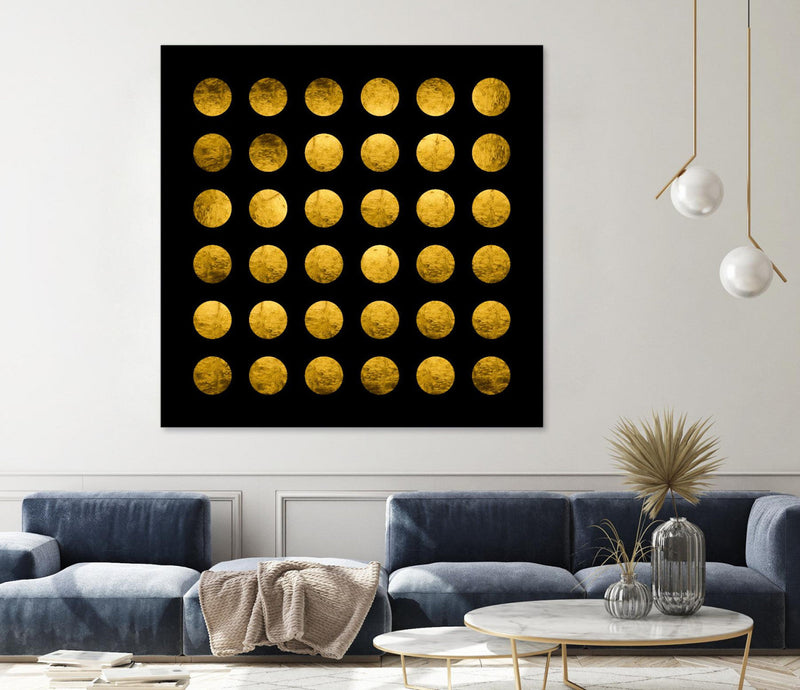 \"Golden Spots Black\" Giant Art 54x54 Wall Art