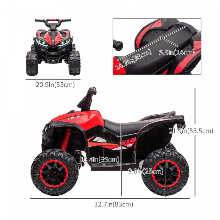 Aosom 12v Kids Atv, Four Wheeler Kids Quad With Music, Mp3, Headlights, High & Low Speed, Battery Po