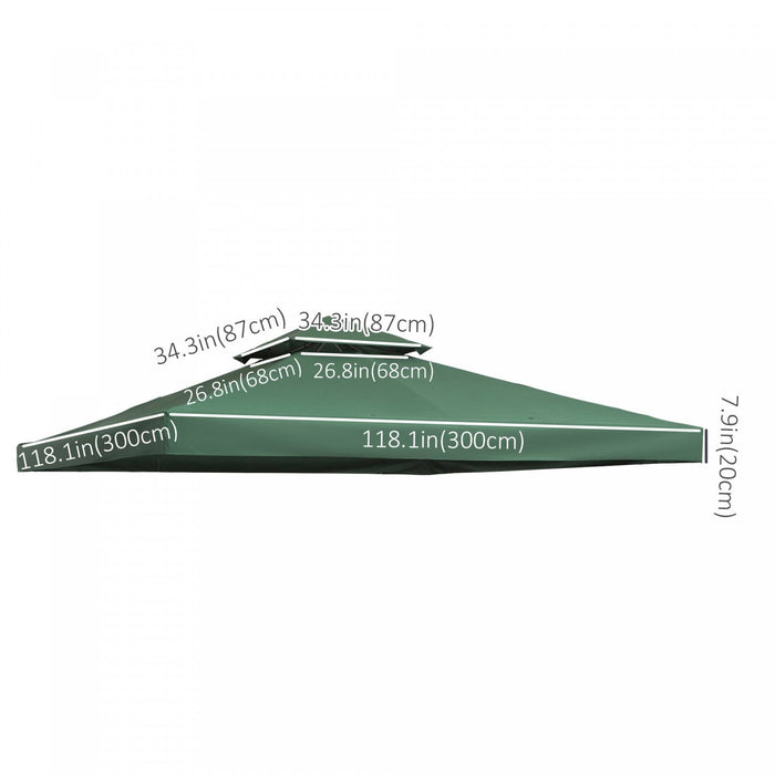 Outsunny 9.8' X 9.8' Square 2-tier Gazebo Canopy Replacement Top Cover Outdoor Garden Sun Shade, Gre
