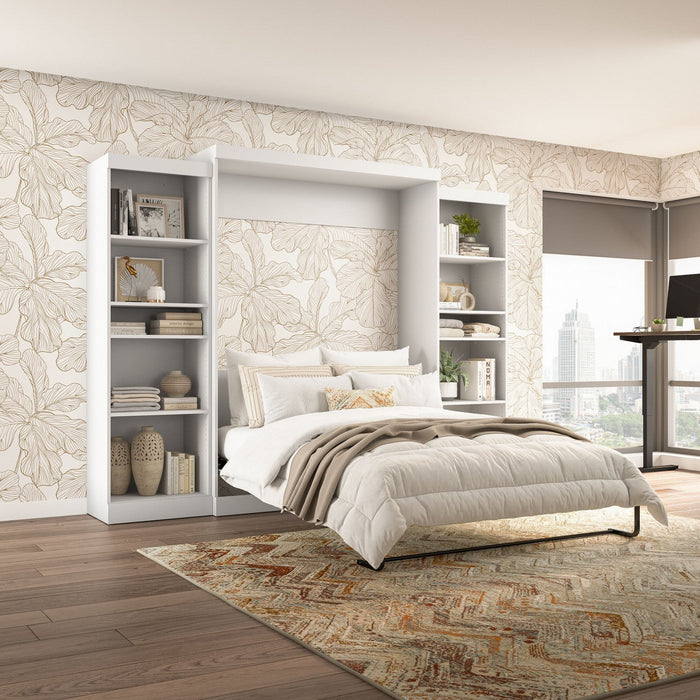 Bestar Pur Queen Murphy Bed and Two Shelving Units 115-Inch Wall Bed