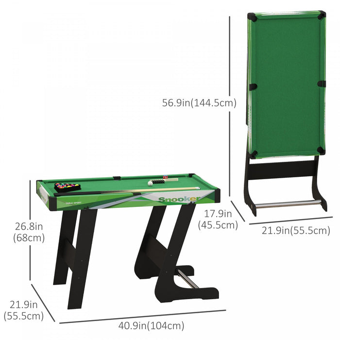 Soozier 41\" Folding Pool Table Set With Cues, Balls, Chalk, Triangle, Brush