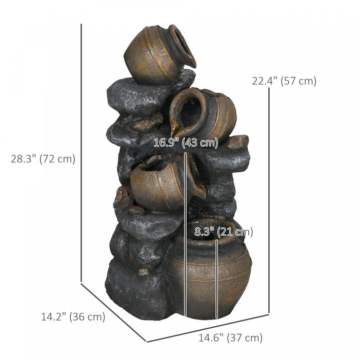 Outsunny 4-tier 28.3" Resin Solar Water Fountain With Led Lights And Pump