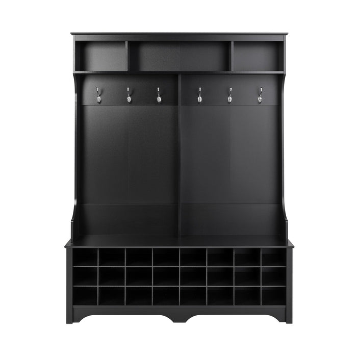 Hall Tree with 24 Shoe Cubbies - Black