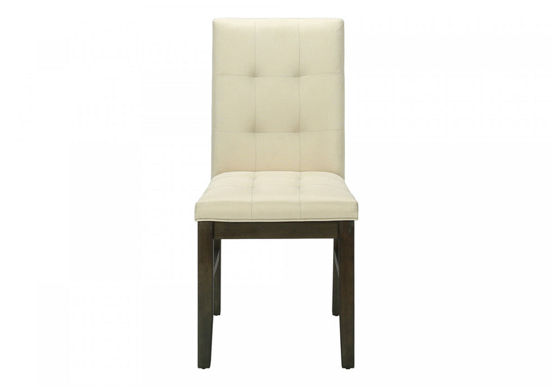 Dining Chair Set of 2 Dining Room Kitchen Cream Fabric Grey Solid Wood Transitional