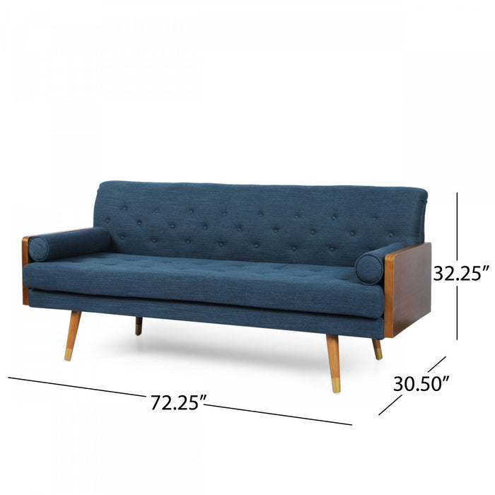 Aidan 3-seater Tufted Fabric Sofa With Foam Cushions - Navy Blue 