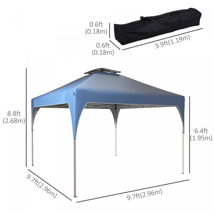 Outsunny 10'x10' Pop Up Canopy, Easy Set Up Party Tent With 2 Tier Vented Roof And Carrying Bag For 