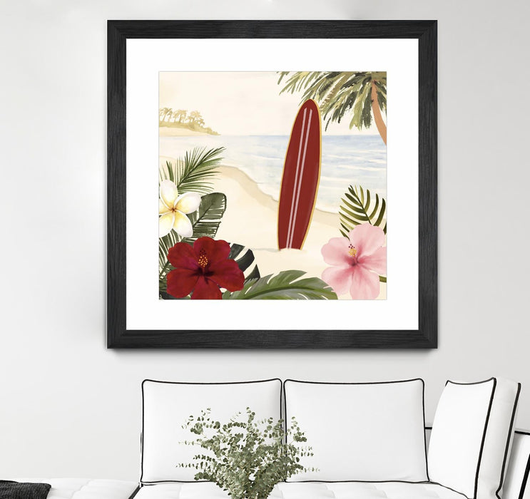 \"Aloha Ii\" Matted and Framed Black 30x30 Wall Art