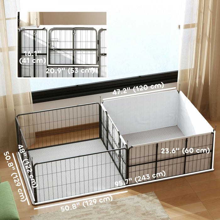 Pawhut Whelping Box For Dogs And Puppies, 96\" X 48\" X 23.5\", Puppy Playpen With 600d Windproof Oxfor