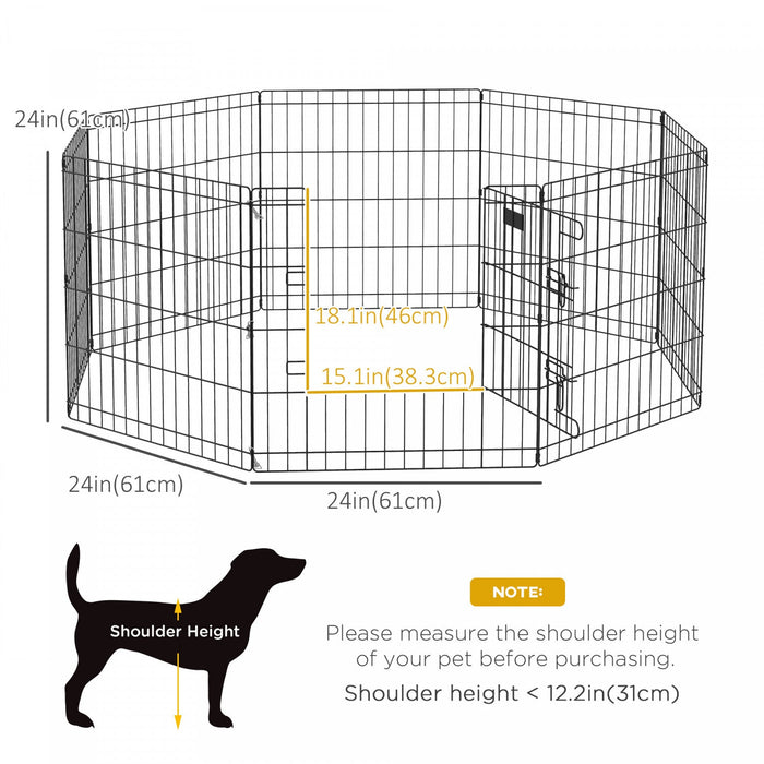 Pawhut Dog Playpen Puppy Play Pen, Pet Exercise Fences For Outside Indoor, Foldable Dog Kennel, 24\"h