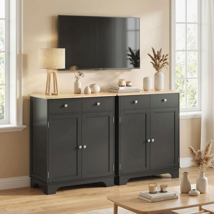 HOMCOM Kitchen Storage Cabinet, Sideboard Floor Cupboard with 2 Drawers